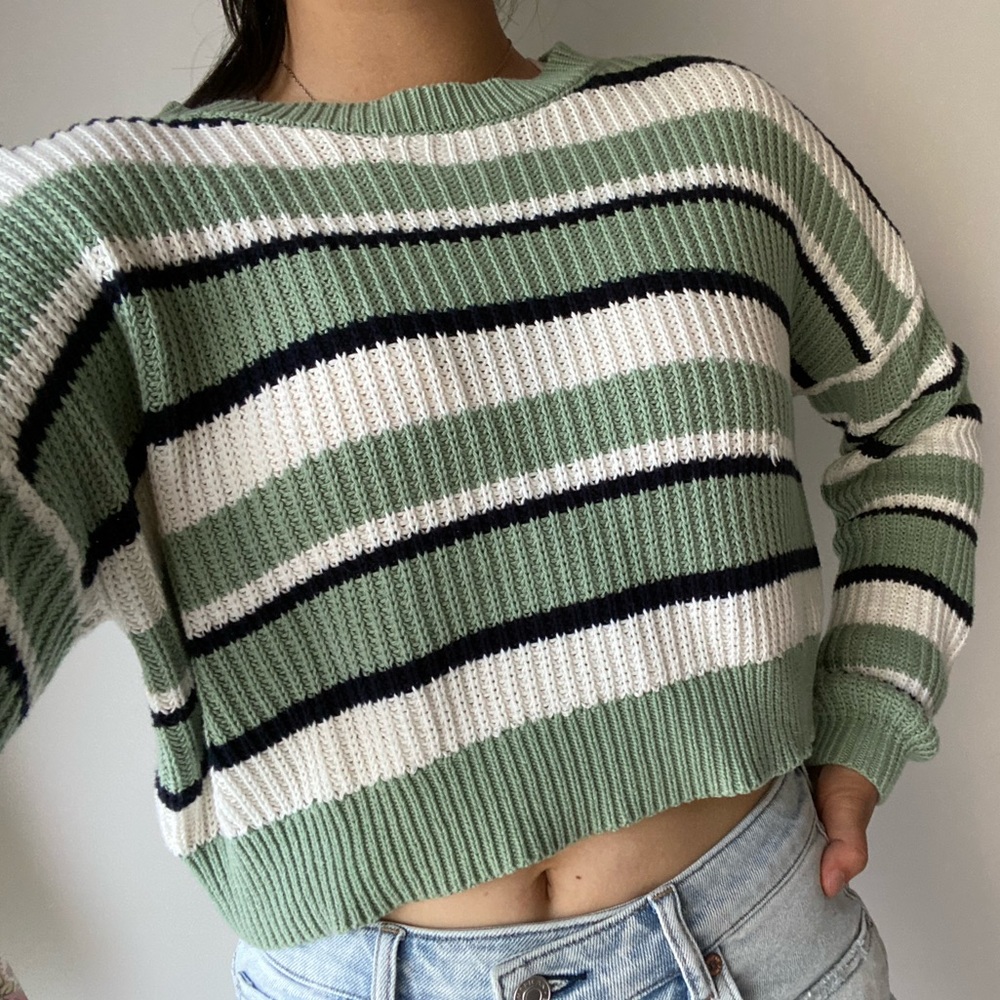 PacSun Cropped Striped Knitted Sweater